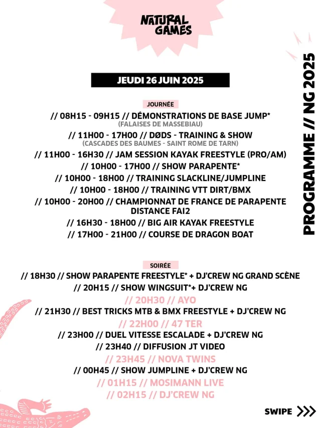 Programme Jeudi 26 Juin 2025 Natural Games