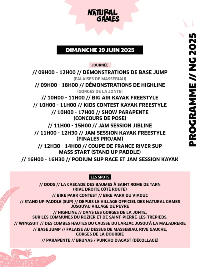 Programme Dimanche 29 Juin 2025 Natural Games